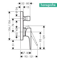 MEDIDAS MONOMANDO BAÑO-DUCHA EMPOTRADO METROPOL HANSGROHE